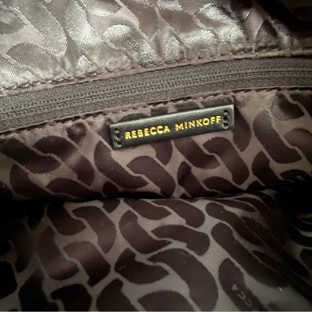 Rebecca Minkoff Edie Antique Brass Zip Leather Shoulder Bag - Picture 9 of 11